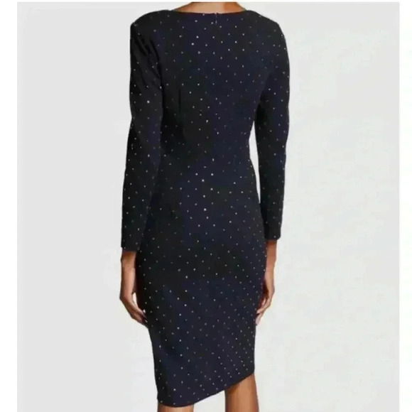 Aidan Mattox Women's Blue V-Neck Long-Sleeve Mock-Wrap - Picture 2 of 5